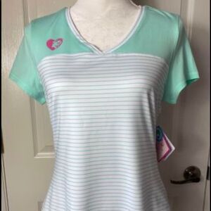 NWT CHUBBY MERMAID JUNIOR STRIPED GREEN/WHITE TOP